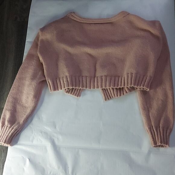 SHEIN Pink Open Front Cropped Cardigan L Casual Classic Preppy Winter Barbiecore - Picture 4 of 9